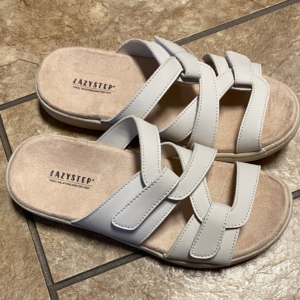 Lazystep Women's White Size 9 Sandals New! Summer Wedding Guest Fall